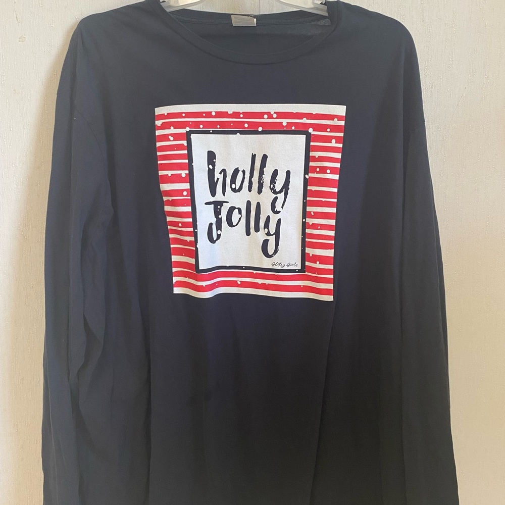 Black Long Sleeve tee Shirt with Red Accents